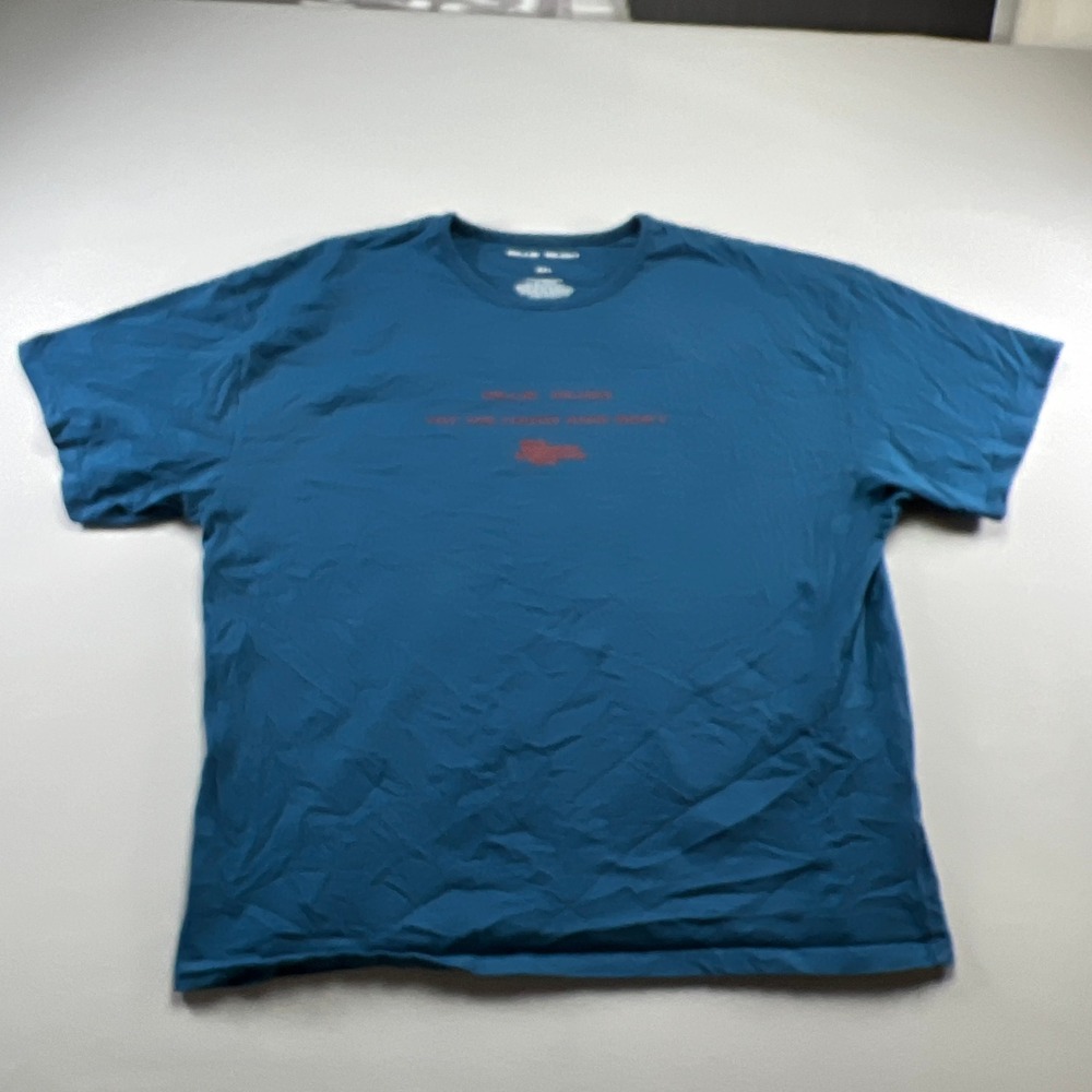 Billie Eilish T Shirt Mens 2XL Blue Hit Me Hard And Soft Graphic Short Sleeve